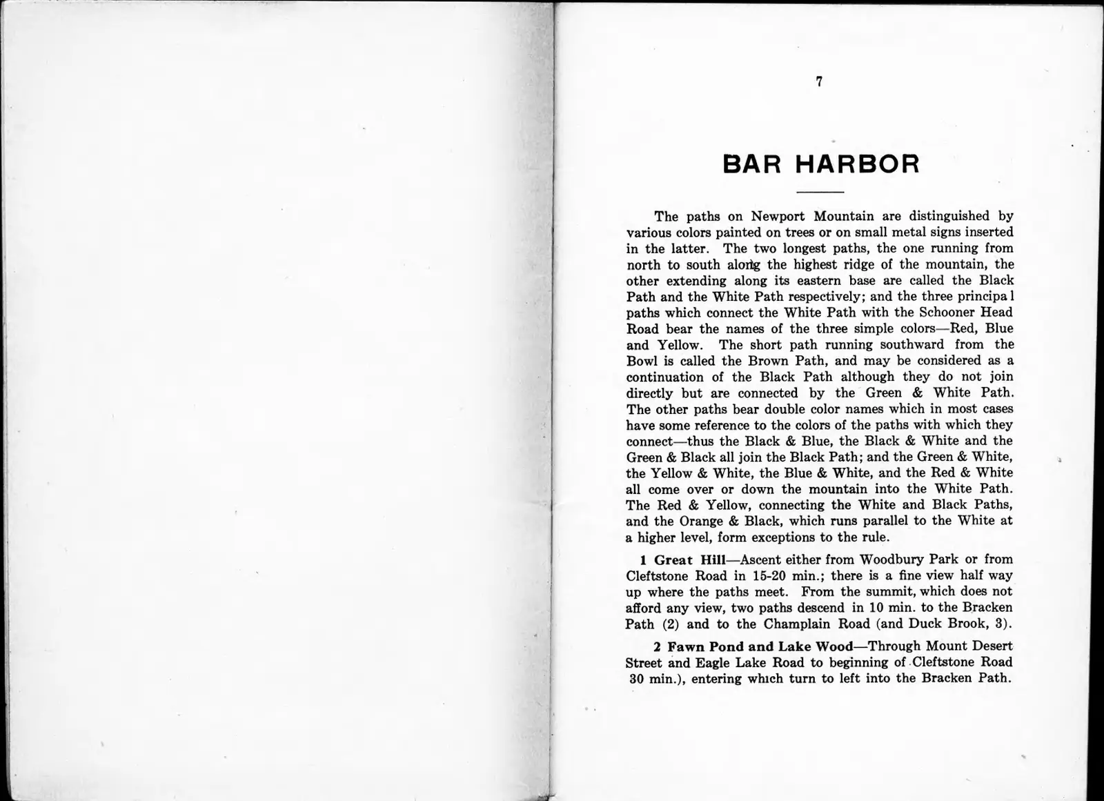 Opening of the Bar Harbor section of the 1915 Path Guide